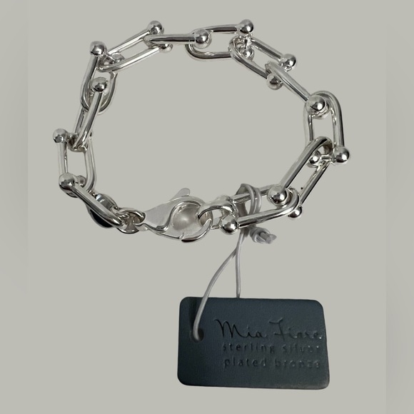 MIA Fiore Sterling Silver Plated Bronze U Link Italy Bracelet New - Picture 11 of 16